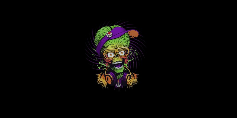simple background, movies, Mars Attacks, artwork, humor, peace sign