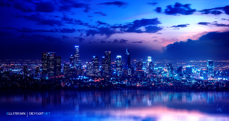 skyline, waterscape, cityscape, Ellysiumn, city, city lights