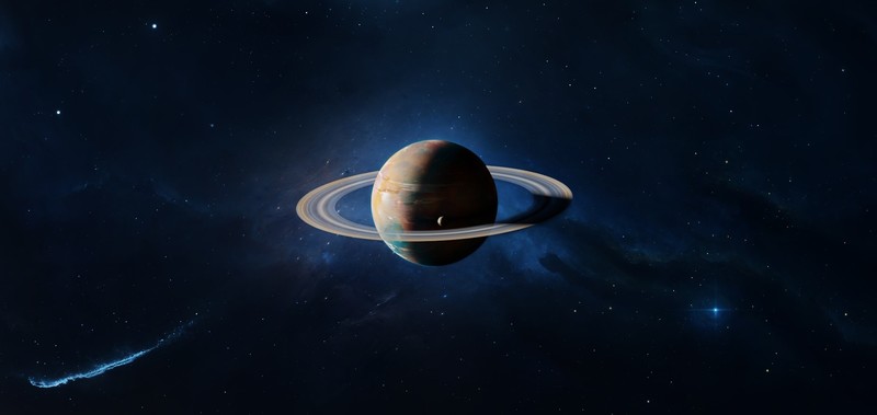 space, planet, planetary rings, space art