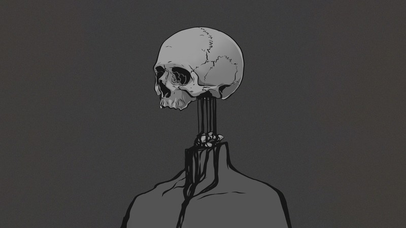 skull, monochrome, simple background, artwork