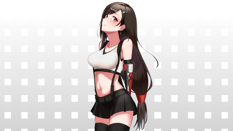 Final Fantasy VII, Tifa Lockhart, artwork, black hair, Final Fantasy VII: Remake, long hair, ribbon, anime, anime girls