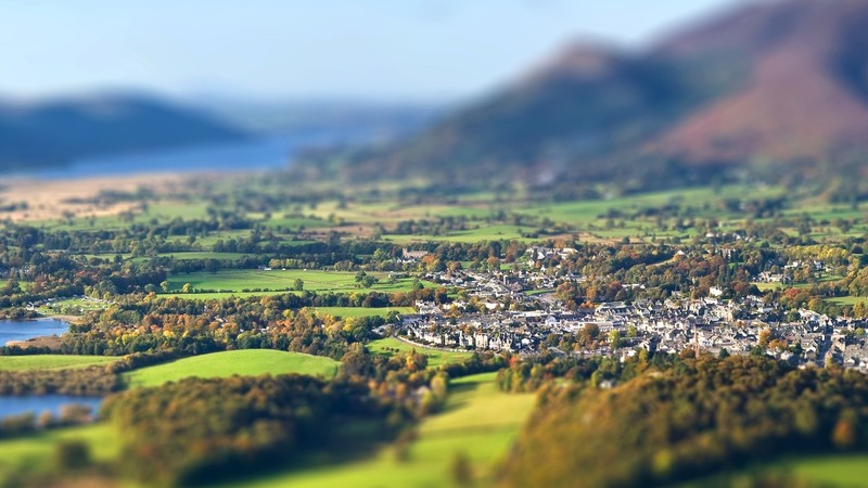landscape, town, tilt shift