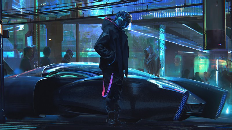 digital, digital art, artwork, futuristic, futuristic city, city, city lights, lights, car, vehicle, transport, people, concept art, neon lights, neon, cyber, cyberpunk, hoods, environment, science fiction, cyan