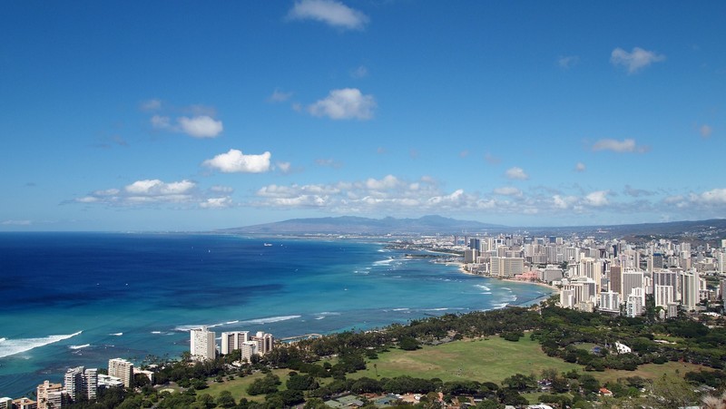 Hawaii, island, resort, coast, beach, sea, city