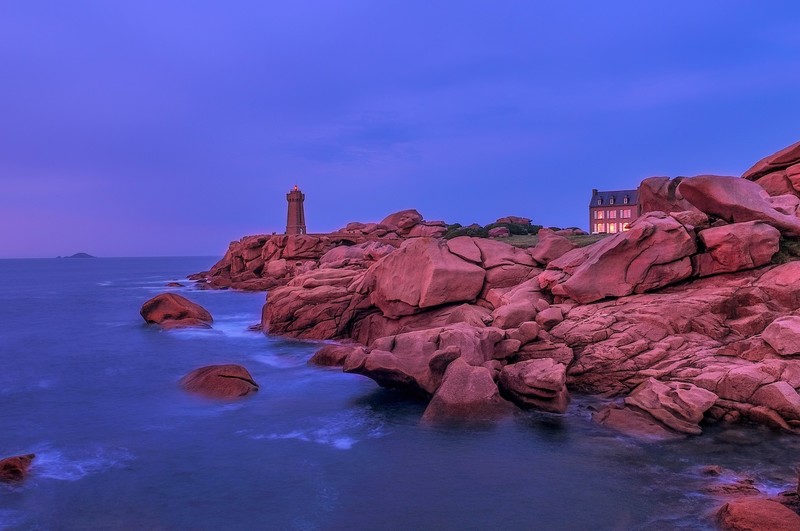 rock, sea, water, coast, house, outdoors