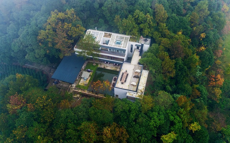 house, trees, modern, aerial, architecture, forest