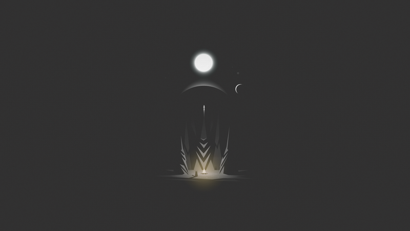 illustration, minimalism, monochrome, fan art, forest, Moon, fire, rocket, planet, Sun, space, cats, black cats