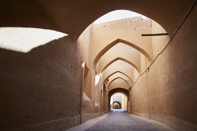 Iran, arch, street, building, beige