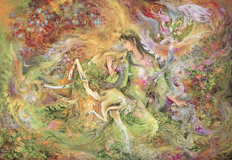Iran, fantasy art, artwork, women, men, deer