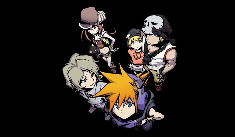 The World Ends With You, black background, group of people, anime