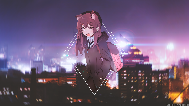 anime, anime girls, picture-in-picture, animal ears