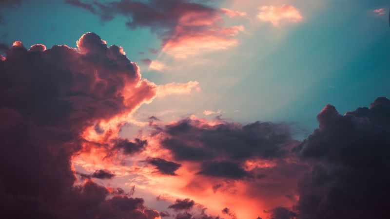 clouds, porous, sky, sunset, overcast, 4k