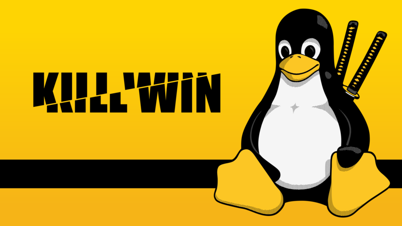 FoxyRiot, Tux, Linux, yellow, Kill Bill