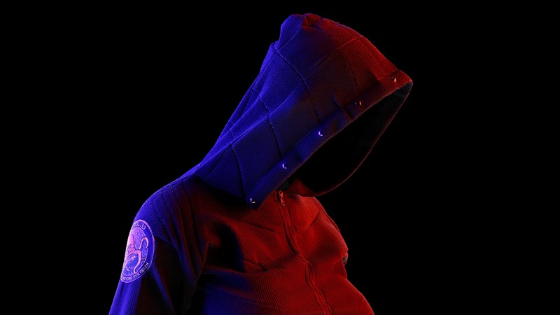 CGI, digital, neon, patch, cotton, hoods, portrait, rendering, render, ghost, hacking