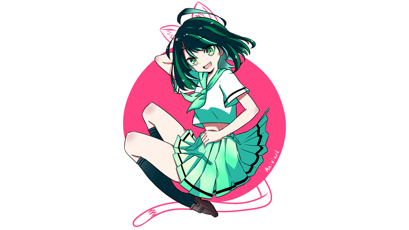anime, white background, anime girls, animal ears, original characters