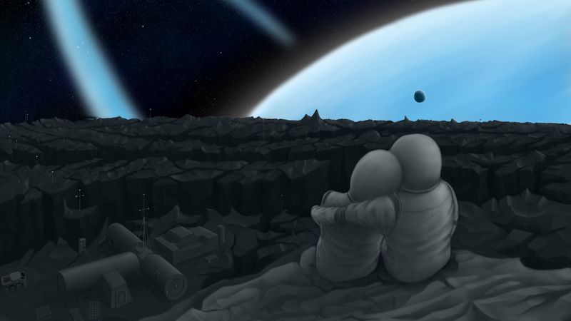 hugs, couple, art, space, planet, 4k