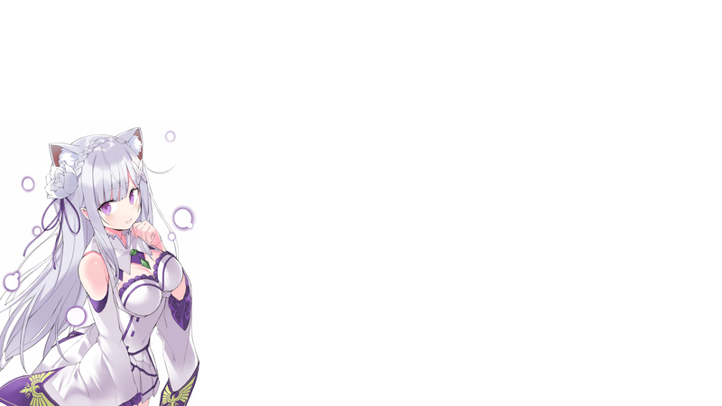 anime, white background, anime girls, animal ears, Re:Zero Kara Hajimeru Isekai Seikatsu, Emilia (Re: Zero)