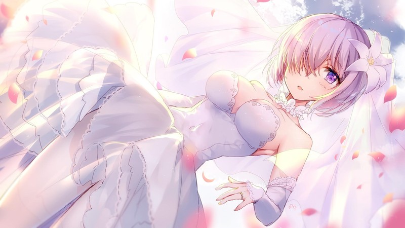 Fate Series, Fate/Grand Order, Mashu Kyrielight, wedding dress, FGO