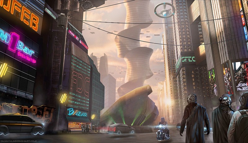 artwork, futuristic, science fiction, cyberpunk