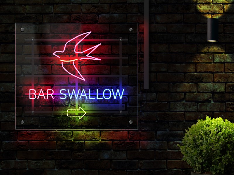 neon, bar, wall