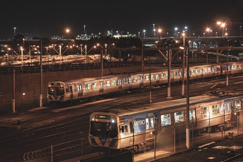 train, vehicle, railway, night