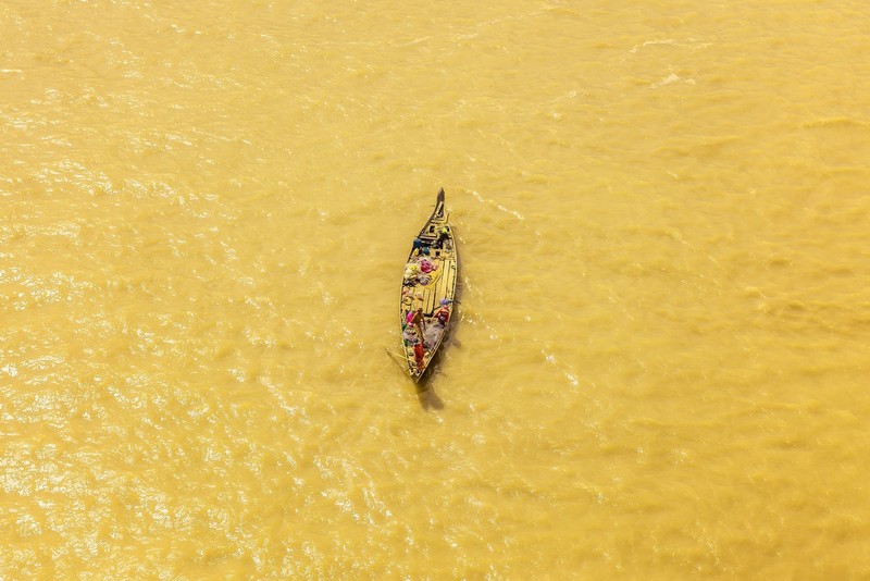 boat, vehicle, fishermen, yellow, river, fishing boat