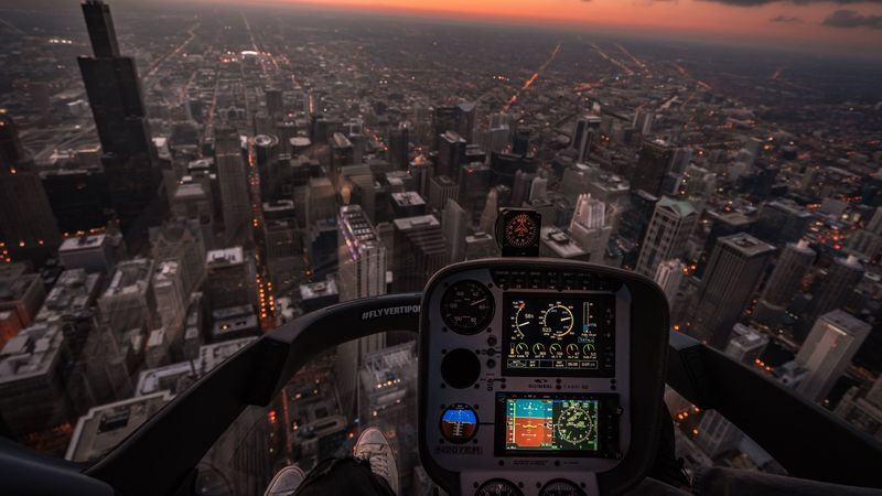 aircraft, aviation, aerial view, city, flight, cockpit, management, 4k