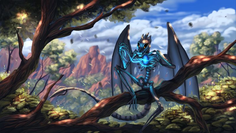 dragon, skeleton, wings, creature, magical, fabulous, 4k
