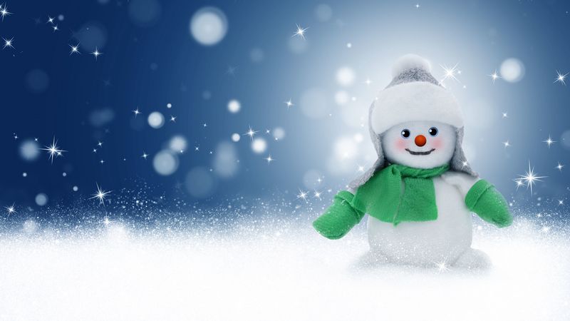 snowman, toy, new year, christmas, glare, bokeh, 4k