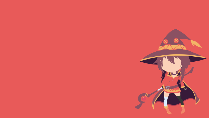 Kono Subarashii Sekai ni Shukufuku wo!, Megumin, chibi, anime girls, minimalism