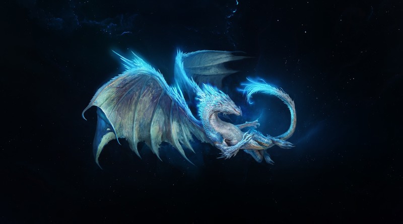 artwork, fantasy art, dragon, creature, cyan