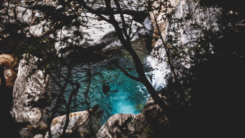 lake, branches, stones, water, 4k