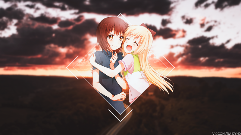 anime girls, anime, picture-in-picture, Funami Yui