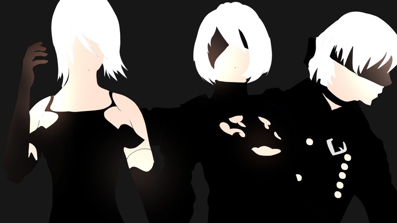Nier: Automata, 2B (Nier: Automata), 9S (Nier: Automata), A2 (Nier: Automata), minimalism, video games