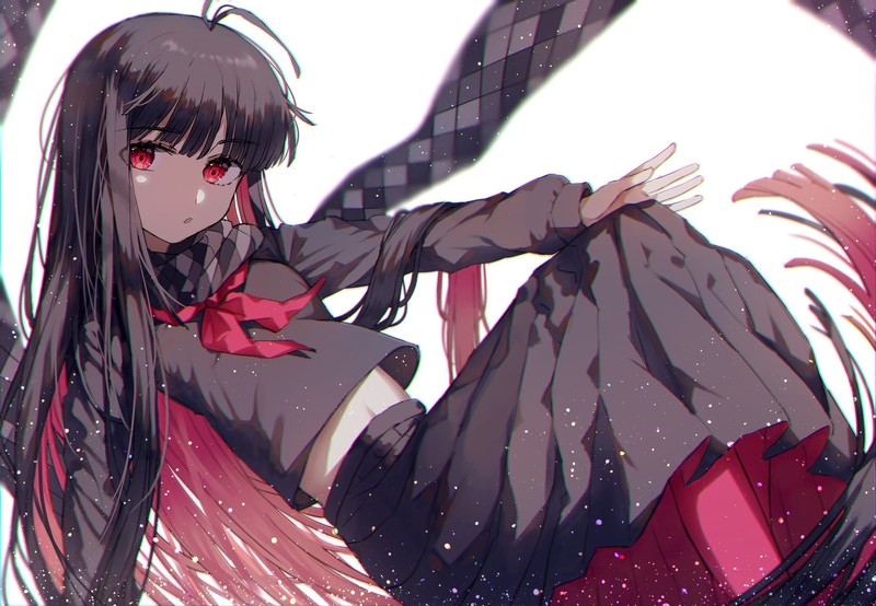 anime, anime girls, white background, dark hair, long hair, red eyes, Fate Series, Fate/Grand Order