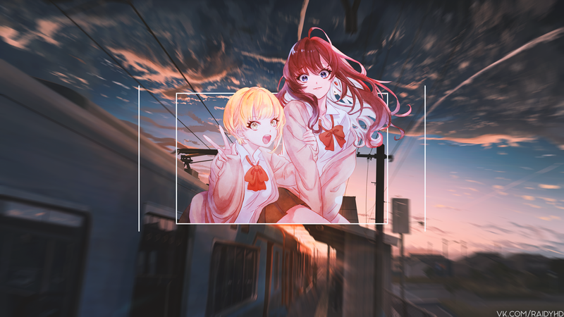 anime girls, anime, picture-in-picture