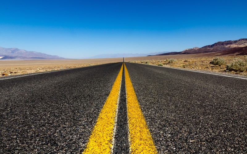 road, long road, asphalt, landscape, desert