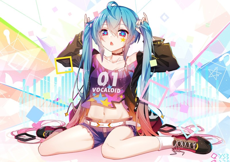 anime, anime girls, Vocaloid, Hatsune Miku, twintails