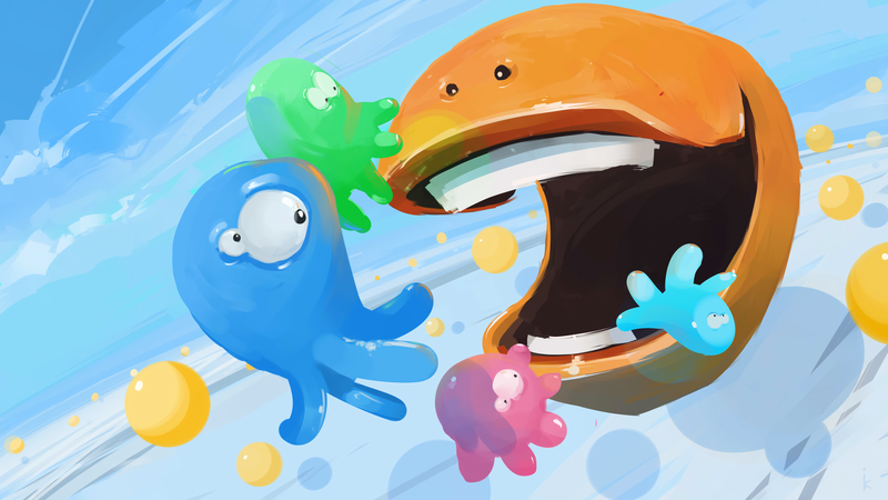 Pac-Man, video games, video game characters, fan art, digital art, artwork, teeth