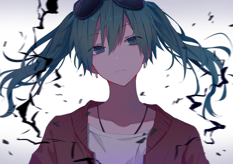 anime, anime girls, comic art, Hatsune Miku, face, shades, glasses, blue eyes