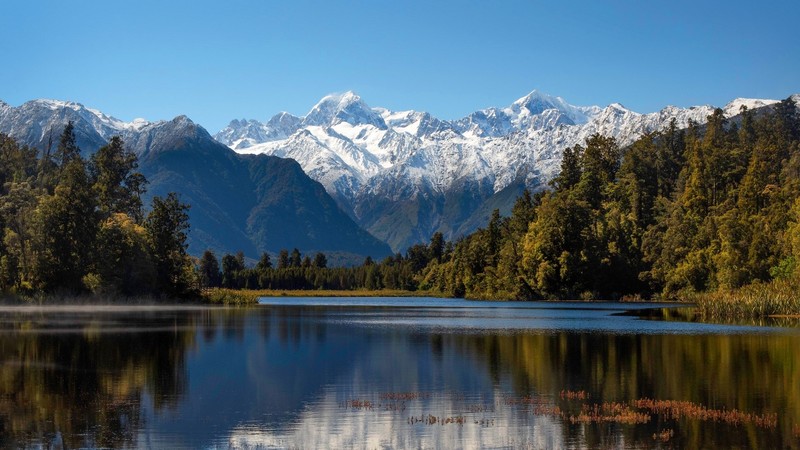 landscape, mountains, lake, nature, trees