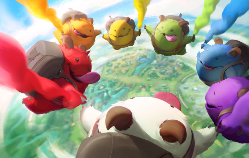 Poro, Riot Games, League of Legends, video game characters, parachutes, TeamFightTactics