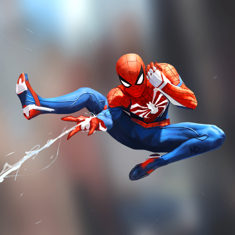 Spider-Man, spider webs, artwork, digital art, Marvel Comics, fan art, men, mask, superhero