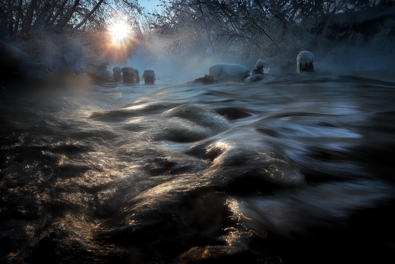 water, nature, river, outdoors, winter