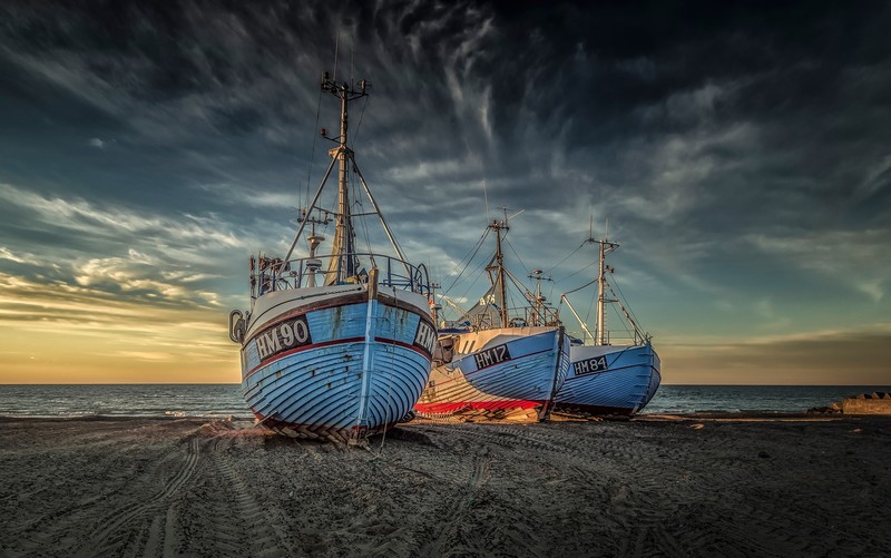 numbers, sky, clouds, vehicle, boat, coast, horizon, sea, sand, beach