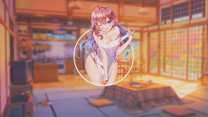 anime, anime girls, boobs, long hair, picture-in-picture