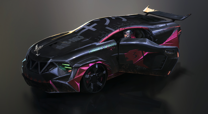 artwork, digital art, vehicle, car, science fiction, cyberpunk, Mustafa Lamrani