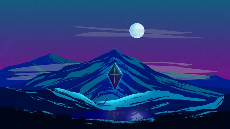 digital, science fiction, vaporwave, dawn, vibrant, calm