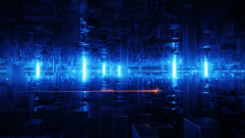 digital art, cityscape, blue, abstract, DeviantArt, cyan, 3D Blocks