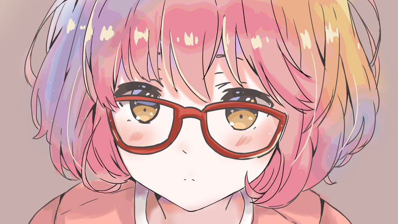Kyoukai no Kanata, Kuriyama Mirai, anime girls, glasses, face, short hair, brunette